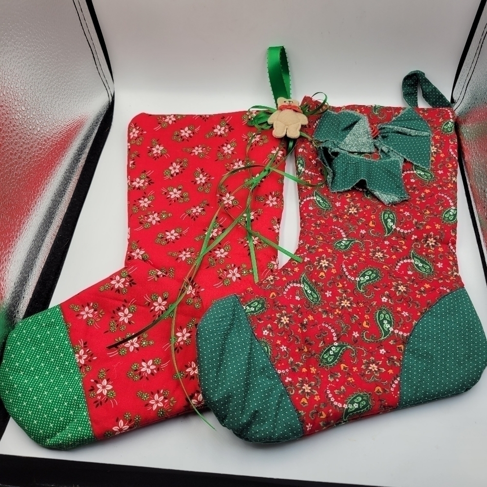 Vintage Handmade Christmas Stockings - set of 2